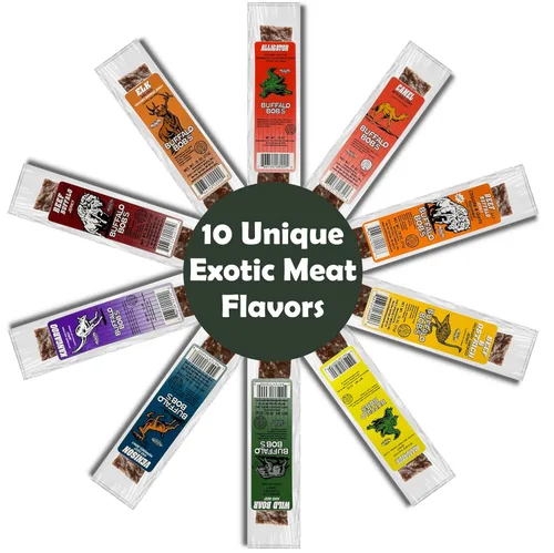 Miniatura 2 de Buffalo Bob's Exótico surtido de carne seca - Paquete de variedad de 10 sabores - Carne seca de caza silvestre, snack para entusiastas