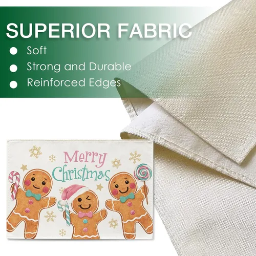 Miniatura 3 de Seliem Juego de 4 manteles individuales de hombre de jengibre con texto en inglés "Merry Christmas" con diseño de muñeco de jengibre, color rosa