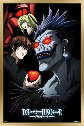 Miniatura 14 de Trends International Death Note - Póster de pared de grupo, 14.725 x 22.375 pulgadas, versión enmarcada de madera de granero