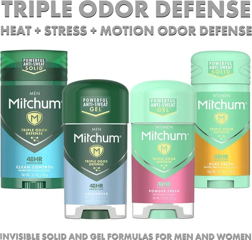 Miniatura 37 de Mitchum Gel antitranspirante y desodorante para mujer con triple protección contra olores, polvo fresco, protección 48 horas, 2.25 onzas
