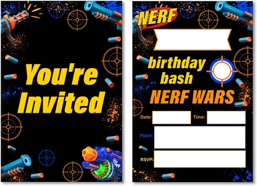 Miniatura 12 de Soiceu Invitaciones de cumpleaños de neón para adolescentes y niños con sobres, juego de 20