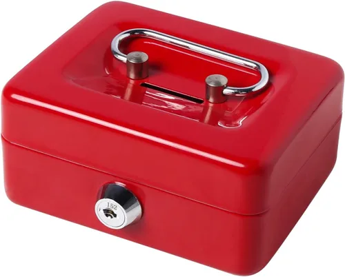 Miniatura 18 de Decaller - Caja de dinero con ranura para niños, caja de dinero pequeña con bandeja para dinero y cerradura de llave, 6 1/5 pulgadas x 5 pulgadas x