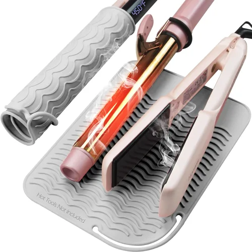 Miniatura 10 de Heysam Alfombrilla térmica profesional para herramientas para el cabello, plancha plana y rizadora, bolsa de almacenamiento de viaje para encimera