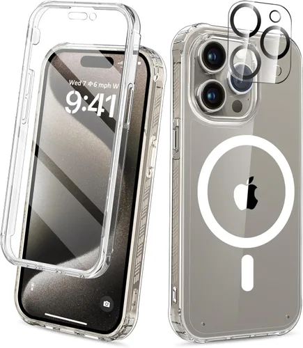 Miniatura 12 de Funda para iPhone 15 de cuerpo completo, protector de pantalla integrado, con protector de lente de cámara, [antiamarilleamiento], funda protectora