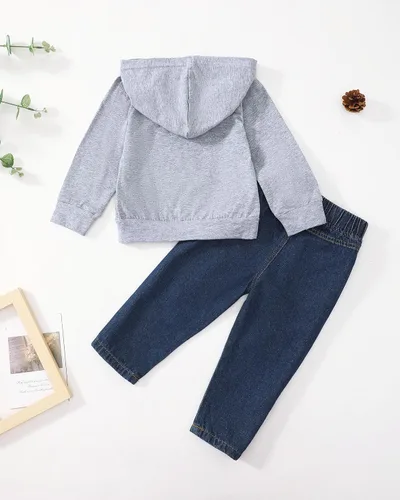Miniatura 103 de Renotemy Ropa de bebé para niño, trajes de mezclilla, sudadera con capucha para bebés, pantalones de mezclilla, ropa para niños pequeños