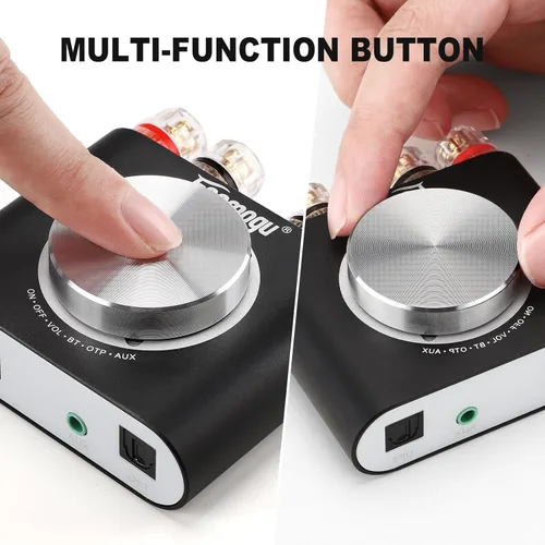 Miniatura 6 de Facmogu M6 200W Mini amplificador de potencia Bluetooth 5.0, amplificador de audio HiFi estéreo mini de 100Wx2 de doble canal con entrada Negro