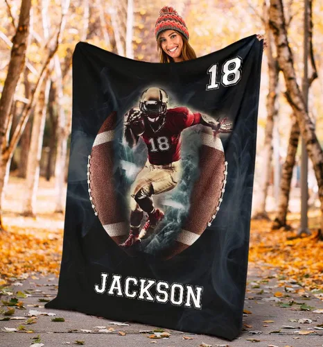 Miniatura 5 de Manta de fútbol personalizada con nombre y número, manta de fútbol personalizada con nombre y número, manta suave para cama, mantas cálidas, regalos