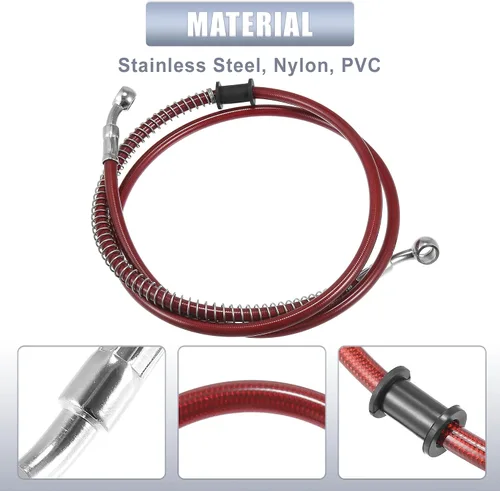 Miniatura 5 de Motoforti 51.18 pulgadas de longitud 0.394 in ID motocicleta línea de freno hidráulico tubo de manguera de aceite de acero inoxidable trenzado cable