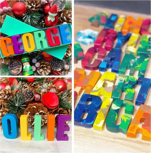 Miniatura 8 de Molde de silicona con 26 letras grandes, molde para crayón del alfabeto, molde de chocolate, bandeja para cubitos de hielo para galletas con 12