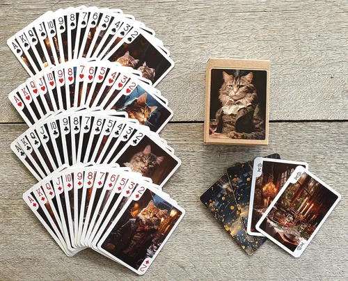 Miniatura 3 de Gatos victorianos que juegan a las cartas (baraja de póquer 54 cartas todas diferentes) Gatos guapos en trajes victorianos y sombreros lindos gatos