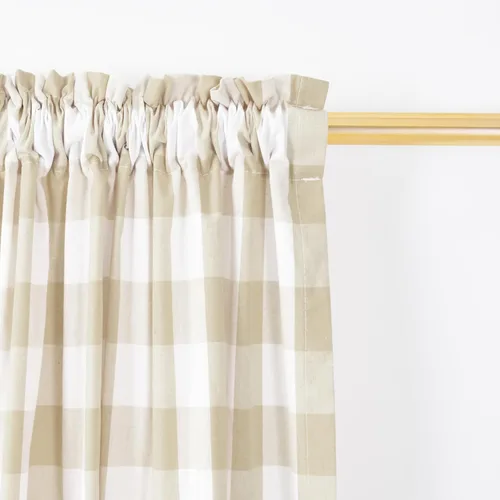 Miniatura 2 de Cenefas de cortina para ventana de 16 pulgadas de largo, 2 paneles de cuadros búfalo, cortinas pequeñas con bolsillo para barra, estilo clásico