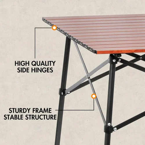 Miniatura 8 de Portal Mesa Cuadrada Plegable de Aluminio Ligero con Tablero Enrollable para 4 Personas Mesa Compacta con Bolsa de Transporte para Camping, Picnic