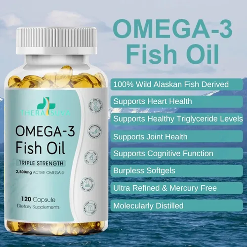 Miniatura 2 de Aceite de pescado salvaje de Alaska de triple fuerza, Omega-3 2500 mg, EPA 1,300 mg + DHA 1,200 mg, suplemento para la salud del corazón, el cerebro
