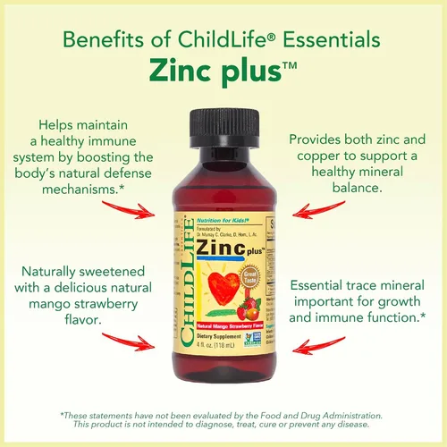 Miniatura 5 de ChildLife Essentials Liquid Zinc Plus para niños y niños pequeños, suplemento líquido, gluconato de zinc y cobre para apoyo inmunológico, minerales