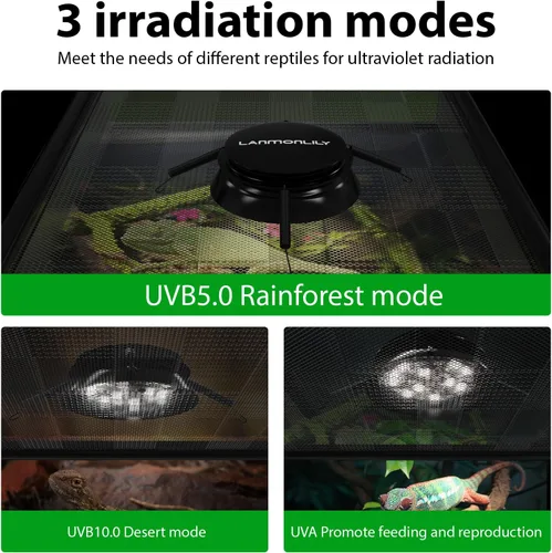Miniatura 3 de Luz de reptil UVB/UVA ajustable de 6 pulgadas con temporizador y atenuador, para reptiles de selva tropical y desierto, pitón, tortugas, luz
