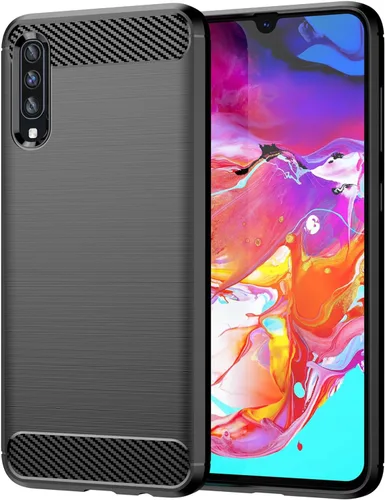 Funda para Samsung A70 Galaxy A70, fibra de carbono, TPU suave, antideslizante, duradera, ligera, funda protectora para Samsung Galaxy A70, negro