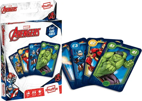 Miniatura 2 de Shuffle Juego de cartas de los Vengadores para niños – Broche 4 en 1, pares, familias felices y juego de acción, guía de juego incluida, gran regalo