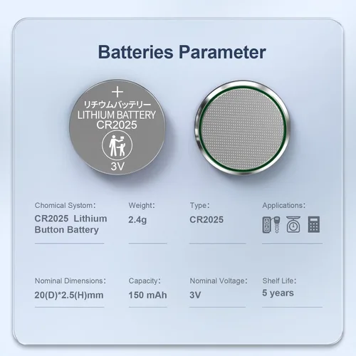 Miniatura 2 de Batería CR2025 para llave de coche: baterías de litio de 3 V, paquete de 10 - Celda de moneda 2025 para reloj Dispositivo de seguimiento remoto