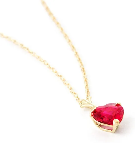 Miniatura 4 de Galaxy Gold GG Collar de oro macizo de 14 quilates de 1,45 quilates rubí en forma de corazón, Metal Gema, Rubí