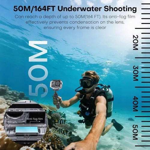 Miniatura 6 de REYGEAK Funda impermeable para DJI Osmo Action 5Pro/4/3,164FT/50M Kit de buceo de carcasa protectora subacuática, carcasa de buceo con interfaz