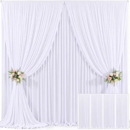 Miniatura 35 de Cortina de fondo beige de 10x10 para bodas y fiestas, cortina de fondo beige sin arrugas para fotos, cortinas de fondo para decoración de baby Gris