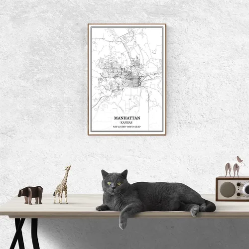 Miniatura 3 de TANOKCRS Póster impreso en lienzo de Manhattan Kansas Estados Unidos, diseño de mapa de Estados Unidos, sin marco, moderno, en blanco y negro