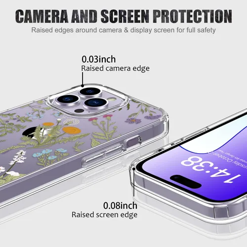 Miniatura 4 de LUHOURI Funda para iPhone 15 Pro con protector de pantalla - acrílico transparente - Diseño de patrón de moda - Carga inalámbrica - Funda protectora