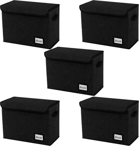 Miniatura 19 de Paquete de 2 cajas de almacenamiento para cómics, colección de 40 cm x 20 cm x 30 cm, plegable, contenedor organizador para 160-180 cómics, estante