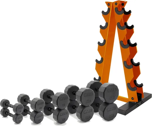 Miniatura 42 de CAP Barbell Juego de mancuernas hexagonales recubiertas de 150 libras con estante vertical Múltiples opciones Estante azul