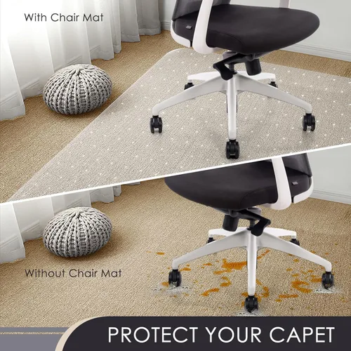 Miniatura 2 de Alfombrilla para Silla de Oficina Kuyal para Alfombra, 32x55 Transparente y Resistente para Silla de Computadora, Protector Bajo Escritorio
