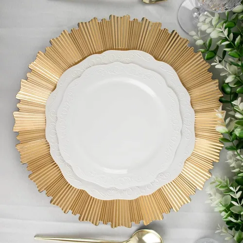 Miniatura 9 de Efavormart - Paquete de 10 platos de postre de plástico francés – Azul y Blanco Floral, platos de ensalada desechables redondos de 7 pulgadas