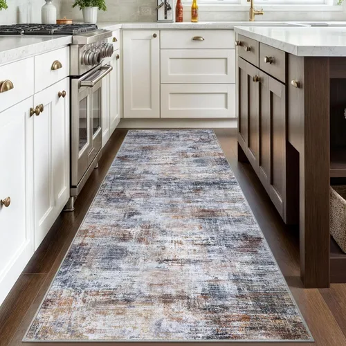 Miniatura 962 de IOHOUZE Alfombra abstracta lavable de 3 x 12 pies para pasillos, antideslizante para cocina, camino de entrada de lana sintética para interiores