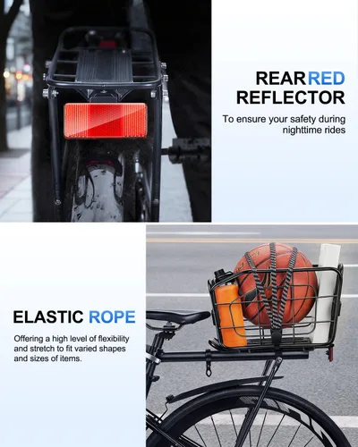 Miniatura 4 de Cesta trasera para bicicleta, estante de carga de aluminio para bicicleta, cesta de bicicleta de capacidad de 22 litros, plegable y extraíble