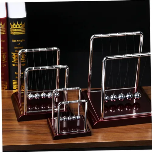 Miniatura 5 de Toyvian Péndulo de bola de Newton grande con diseño cuadrado de metal para decoración de escritorio de oficina en casa, ciencia física, demostrando