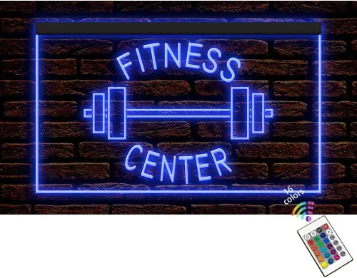 160034 - Letrero de neón con luz LED para gimnasio, sala de gimnasio, sala de gimnasio (12 x 8 pulgadas, 16 colores por control remoto)