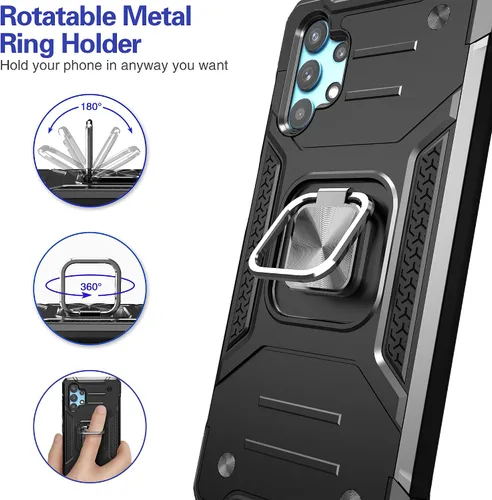 Miniatura 3 de Funda para Galaxy A32 5G con protector de pantalla, a prueba de caídas, ajuste delgado, con soporte para automóvil, funda protectora ligera