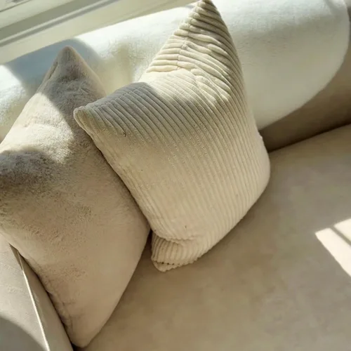 Miniatura 10 de Acanva - Sofá de terciopelo con respaldo curvo moderno y lujoso, sofá cómodo de estilo minimalista para sala de estar o apartamento, 3 plazas, crema