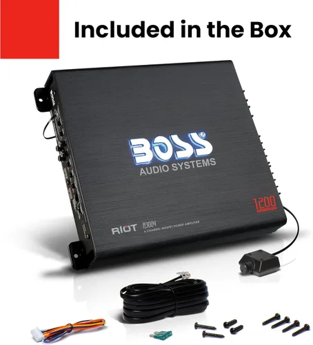 Miniatura 6 de BOSS Audio Systems R3004 amplificador para auto con 4 canales - 1200 W, 2/4 ohmios estables, clase A/B, rango completo, compatible con puente