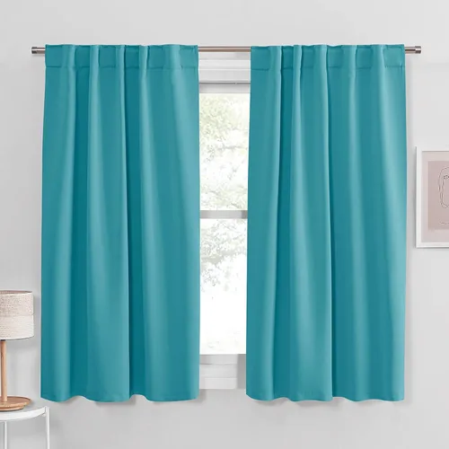 Miniatura 48 de PONY DANCE Cortinas cortas con aislamiento térmico para ventana pequeña, para guardería, baño, cocina, lavandería, caravana, sótano, 29 pulgadas