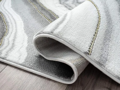 Miniatura 4 de Abani Rugs - Alfombra contemporánea granito gris y dorado de 4 x 6 pies, diseño de remolino de mármol, alfombra de comedor que no desprende pelusa