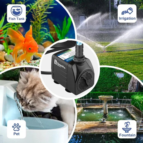Miniatura 7 de Bomba de agua sumergible de 550 GPH (2000 L/H 30 W), bomba de fuente ajustable ultra silenciosa con 4 boquillas de elevación de 7.2 pies de alto