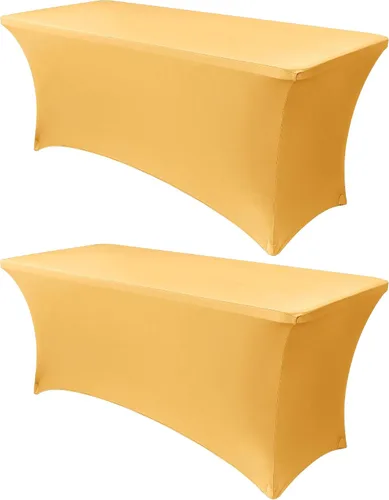 Miniatura 41 de Obstal Funda de mesa de elastano elástica de 4 pies para mesas plegables estándar, paquete de 2 manteles rectangulares universales ajustables
