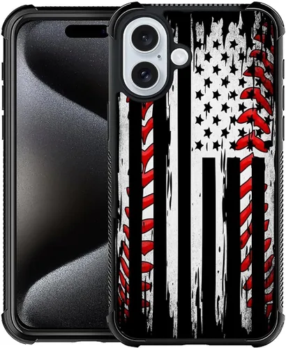 Miniatura 123 de Funda compatible con iPhone X/XS, diseño de bandera estadounidense de béisbol, TPU suave, a prueba de golpes, de vidrio templado, para iPhone X/XS