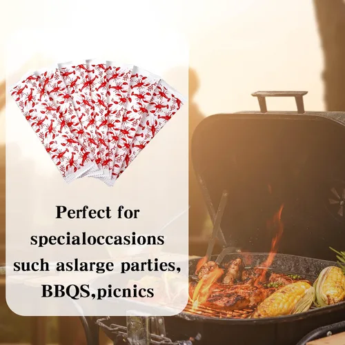 Miniatura 3 de Siifert 250 toallitas húmedas de langosta a granel, toallitas de mano desechables individualmente para limpieza envuelta para manos, parrilla