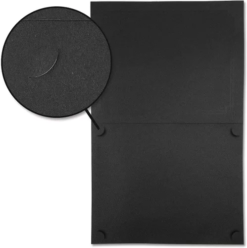 Miniatura 6 de Carpetas para certificados de felicitaciones en negro y plateado, paquete de 25, cubierta de lino de 80 libras, plegadas, esquinas troqueladas