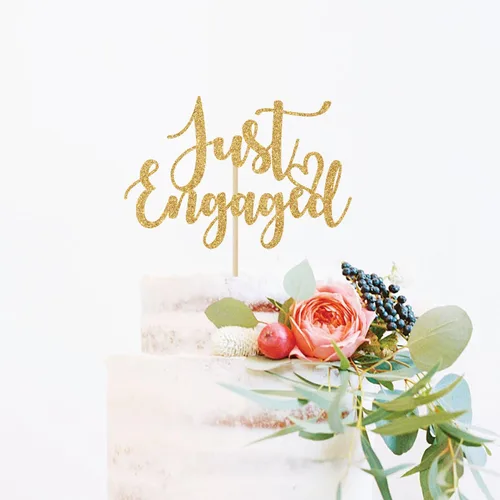 Miniatura 2 de Decoración de pastel Just Engaged para decoraciones de fiesta de compromiso, decoración de tartas con texto en inglés "We Engaged", decoración