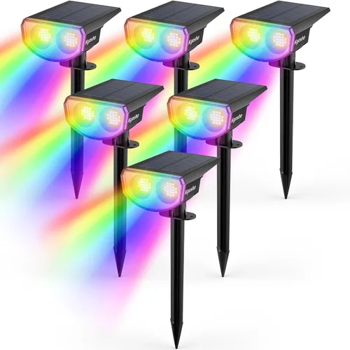Miniatura 13 de Kyosho Luces solares para exteriores impermeables IP67, 38 luces LED solares para exteriores, foco de paisaje 2 en 1 con 3 modos para césped, Cálido