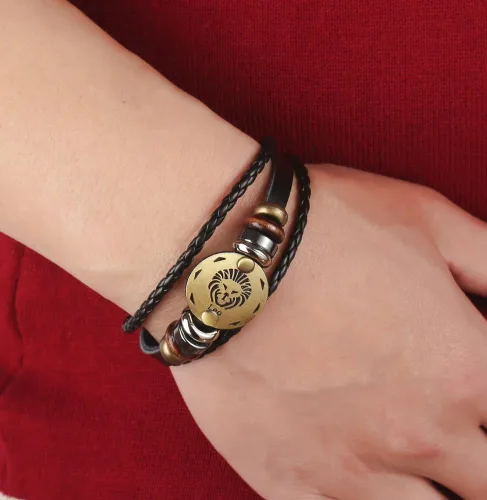 Miniatura 36 de Hamoery Pulsera de cuero de aleación punk para Constellation trenzada pulsera pulsera brazalete