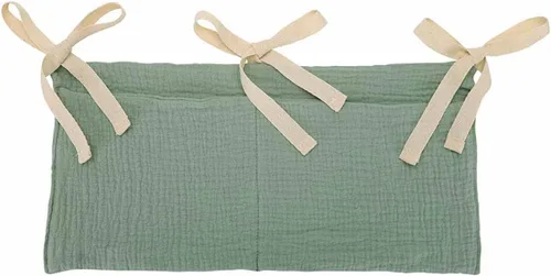 Miniatura 9 de Bolsa de almacenamiento colgante de algodón para bebé, organizador de 2 bolsillos para cunas y juguetes (avena)