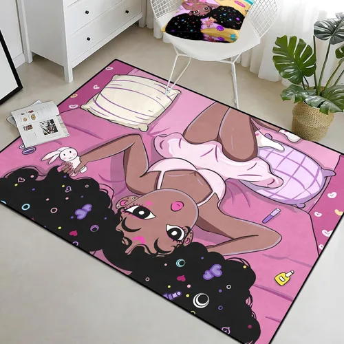 Miniatura 12 de Alfombra de gato para habitación de niñas, diseño de dibujos animados, decoración para dormitorio, bonita alfombra de área de gatos, alfombras
